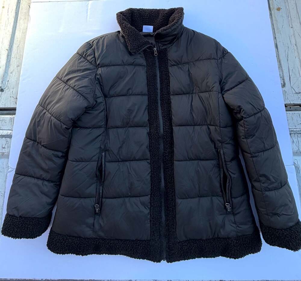 Alyned Together Women's Black Faux Shearling Sherpa Puffer Jacket Size L (12-14)